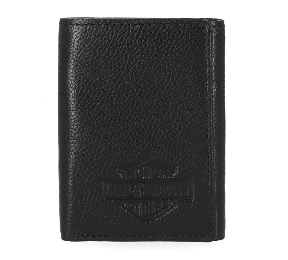 harley Men's Classic Leather Bar & Shield Trifold Wallet