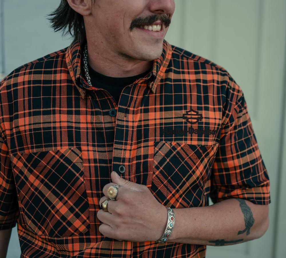 Harley Men's H-D® TECH Coolmax® Plaid Short Sleeve Shirt