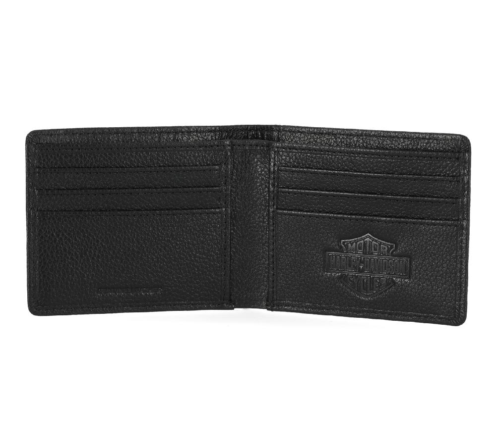 Harley Men's Pebble Classic Eagle Leather Billfold Wallet