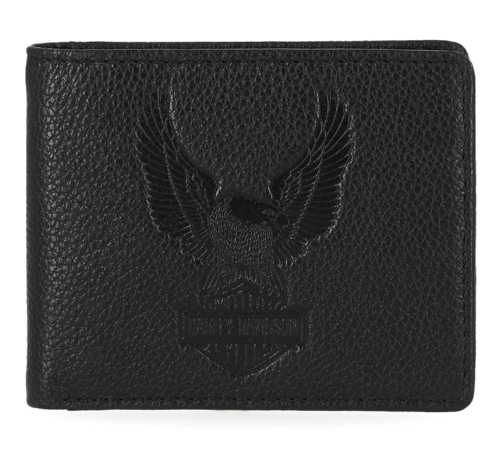 harley Men's Pebble Classic Eagle Leather Billfold Wallet