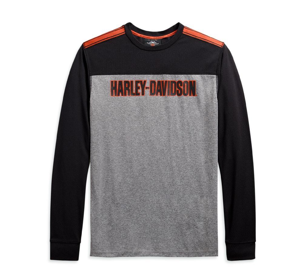 harley Men's Performance Micro Mesh Long Sleeve Colorblock Tee