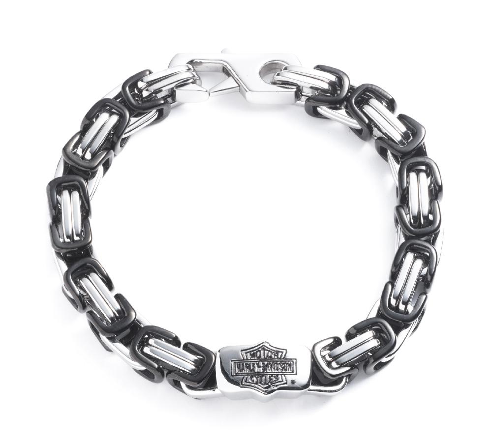 harley Men's Twotone Interlocked Link Logo Bracelet
