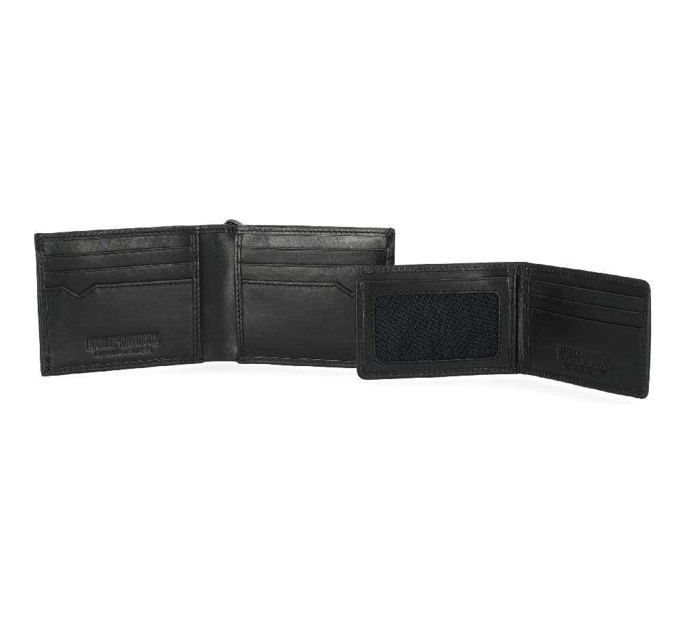 Harley Men's Universal Classic Billfold Leather Wallet With Chain