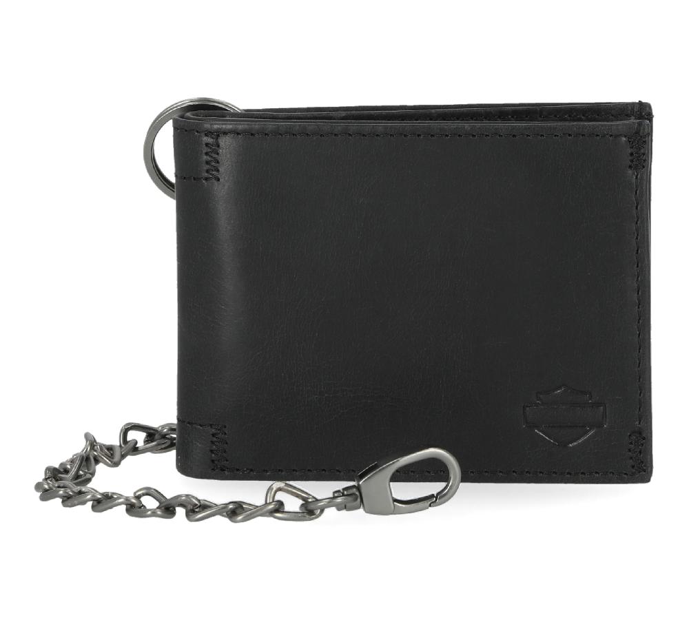 harley Men's Universal Classic Billfold Leather Wallet With Chain