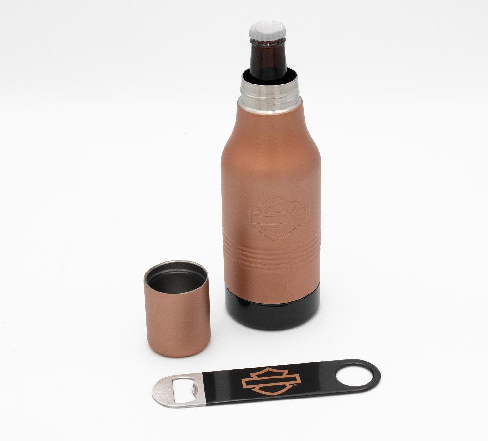 harley Open Bar & Shield Stainless Steel Bottle Cooler & Opener Set