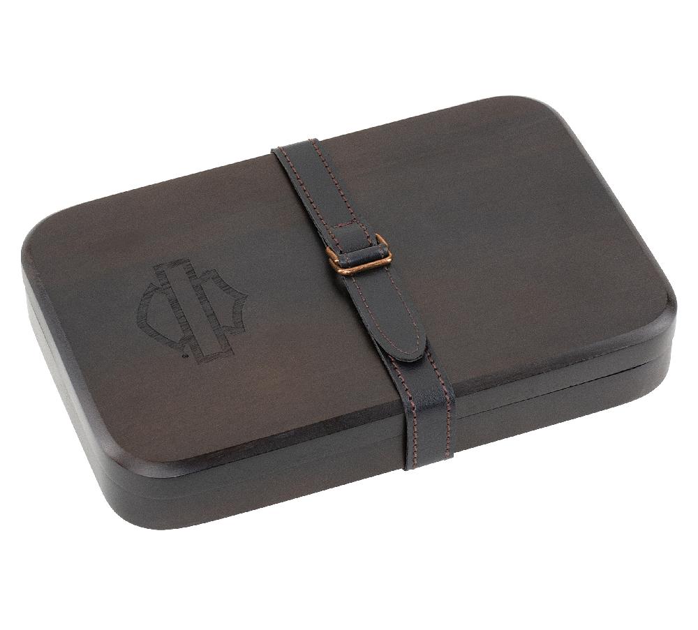 Harley Open Bar & Shield Wood Cutting Board & Knife Set