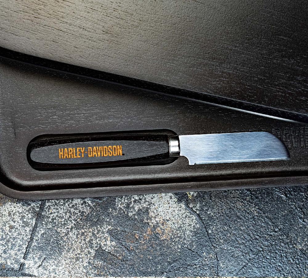 Harley Open Bar & Shield Wood Cutting Board & Knife Set