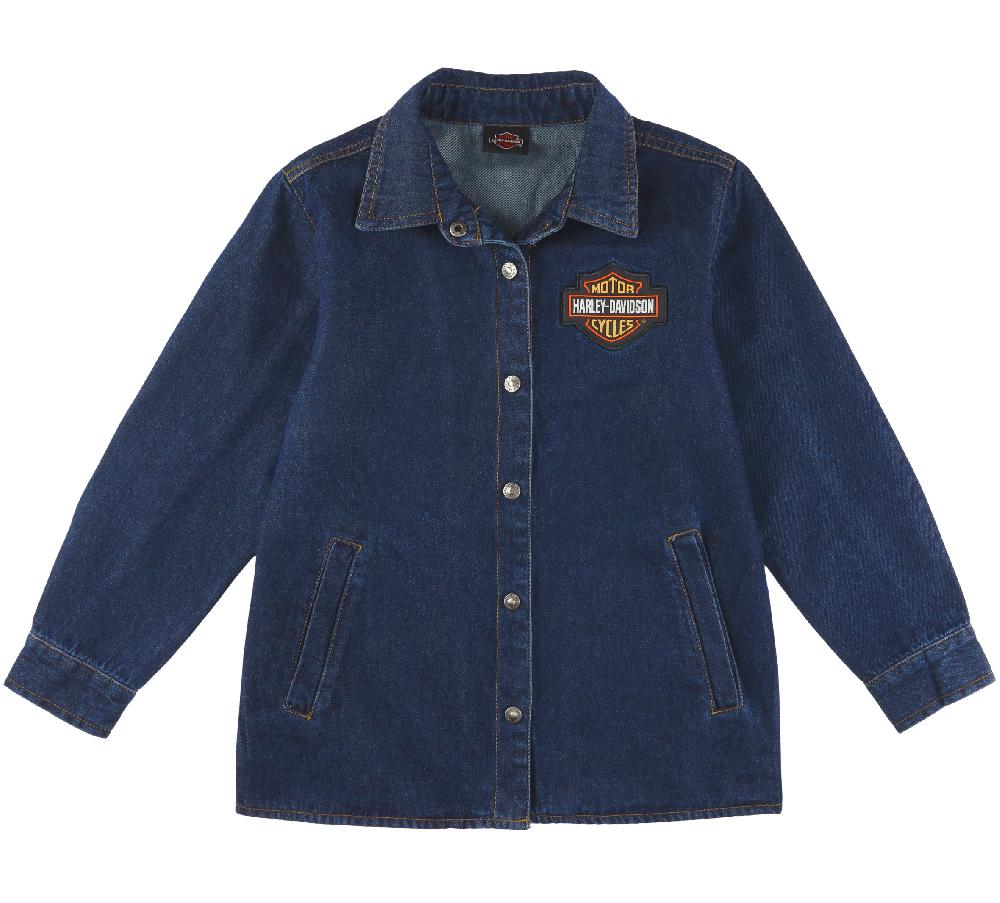 harley Shirt - Toddler Boys Bar & Shield Denim Long Sleeve Top
