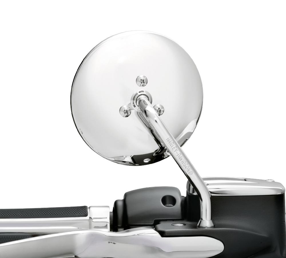 Harley Short Stem One-Piece Round Mirror - Right Side