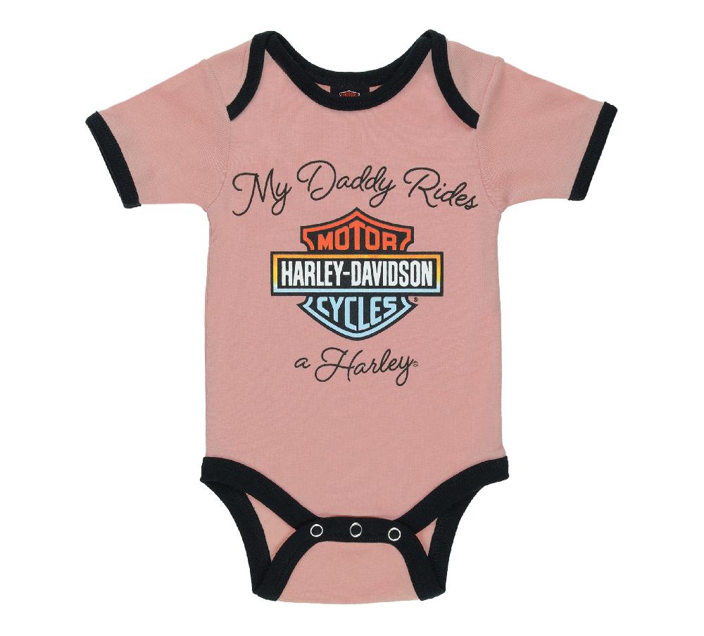 Harley Toddler Girls Daddy Rides A Harley Rib Bodysuit 2 Pack