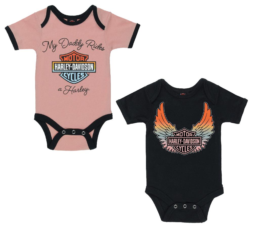 harley Toddler Girls Daddy Rides a Harley Rib Bodysuit 2 Pack