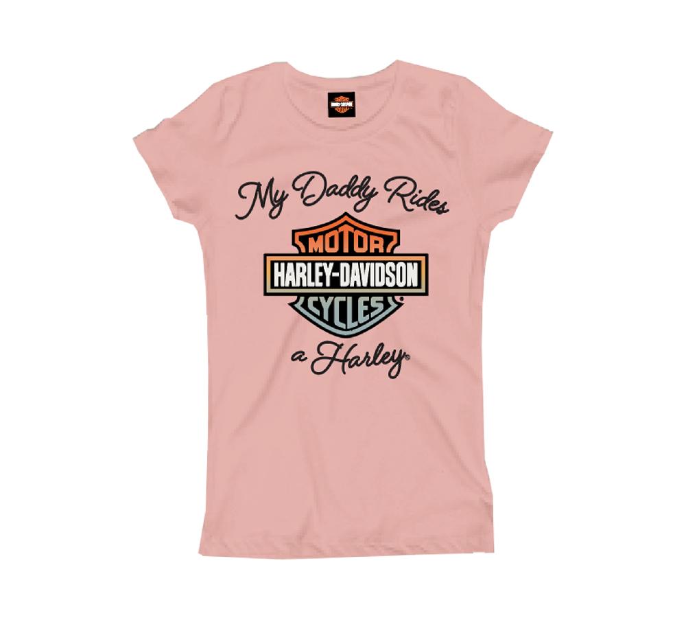 harley Toddler Girls Glitter Daddy Rides a Harley Tee