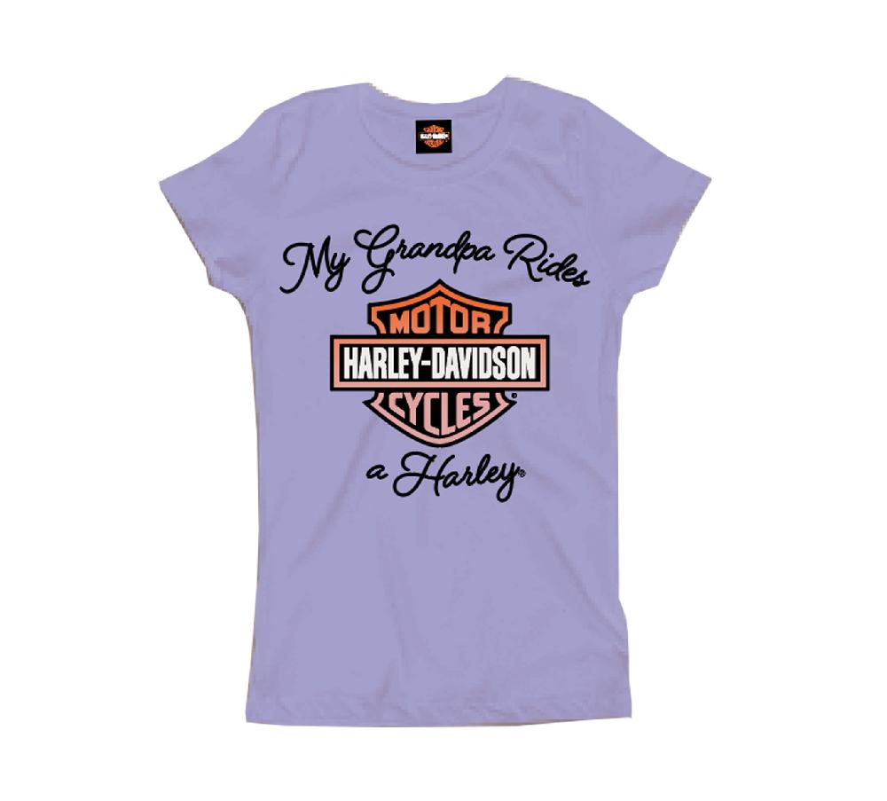 harley Toddler Girls Glitter Grandpa Rides a Harley Tee