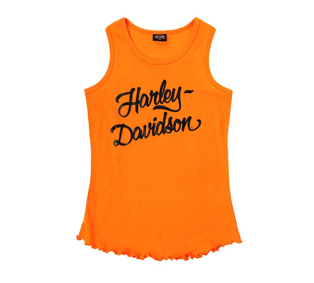 harley Toddler Girls's Rally Collection Rib Racer Back Tank in Persimmon Orange