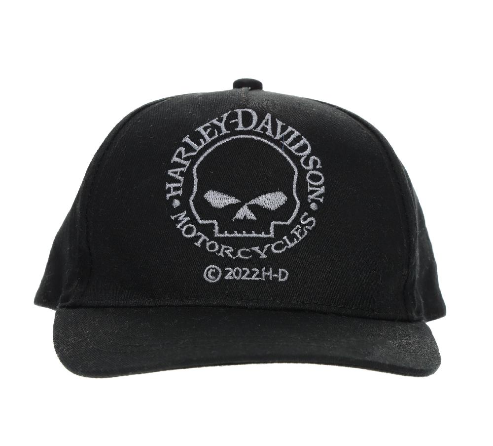 harley Toddler Twill Flat Brim/Snap Back Cap with embroidered Skull
