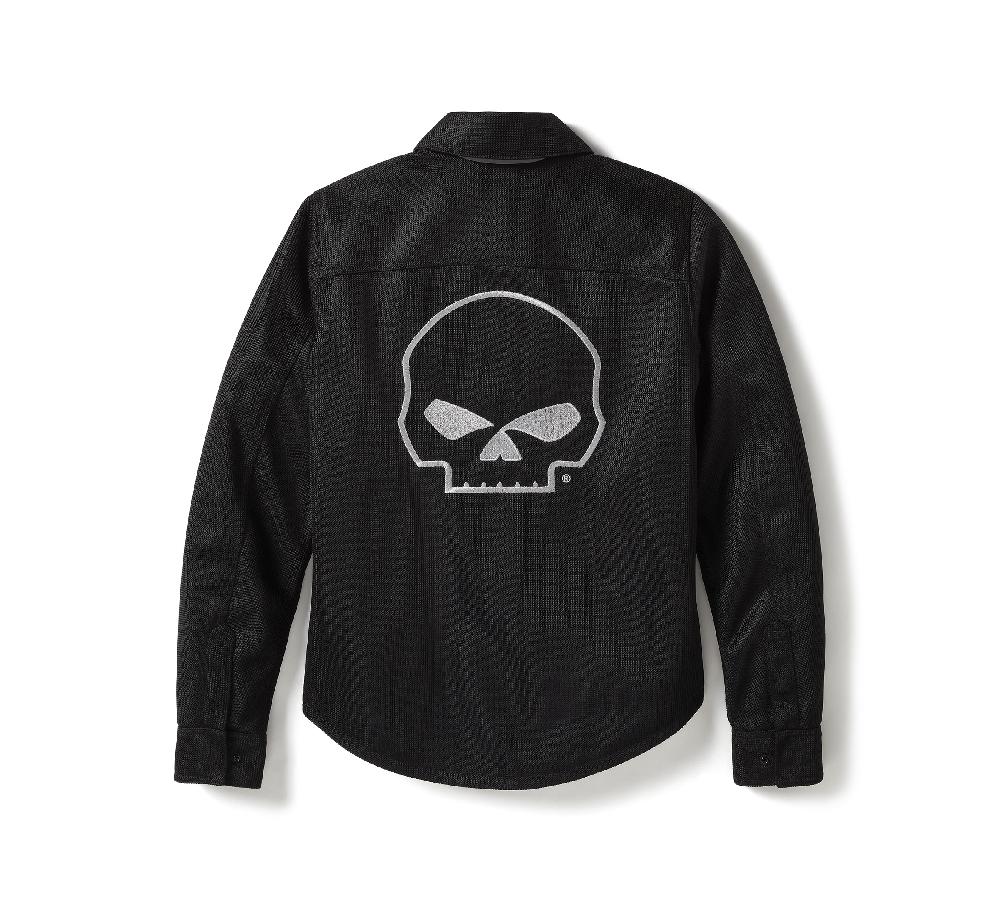 Harley Willie G® Skull Graphic Operative Mesh Riding Shirt Jacket