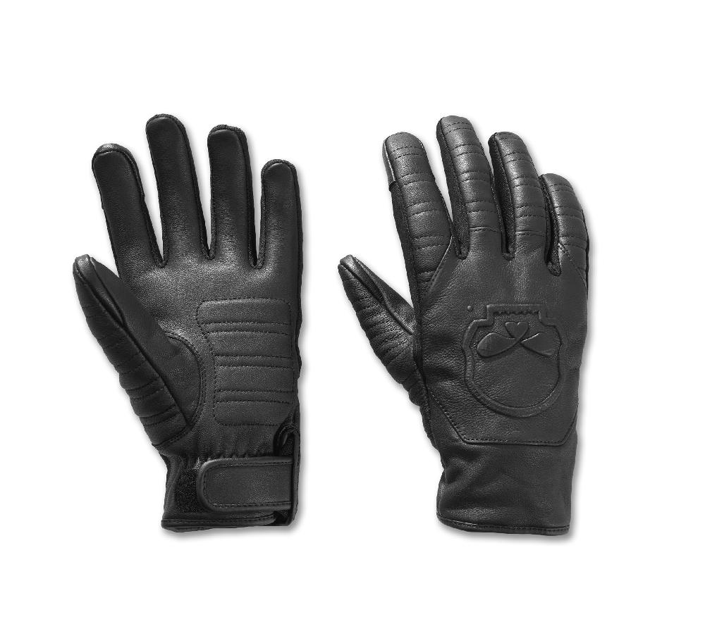 harley Willie G Skull Graphic Leather Riding Gloves
