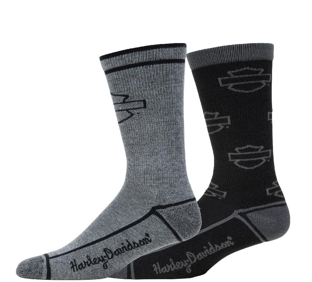 harley Women's 2 Pack Open Bar & Shield ULTRA DR Crew Socks