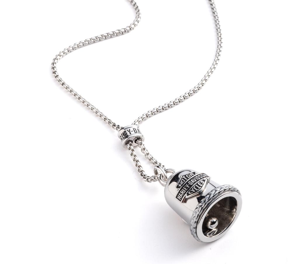 Harley Women's 22" Braided Bar & Shield Mini Ride Bell Necklace