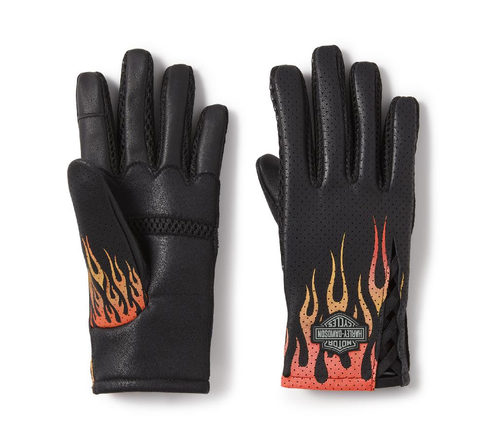 harley Women's Bar & Shield Blaze Perforated Leather Gloves
