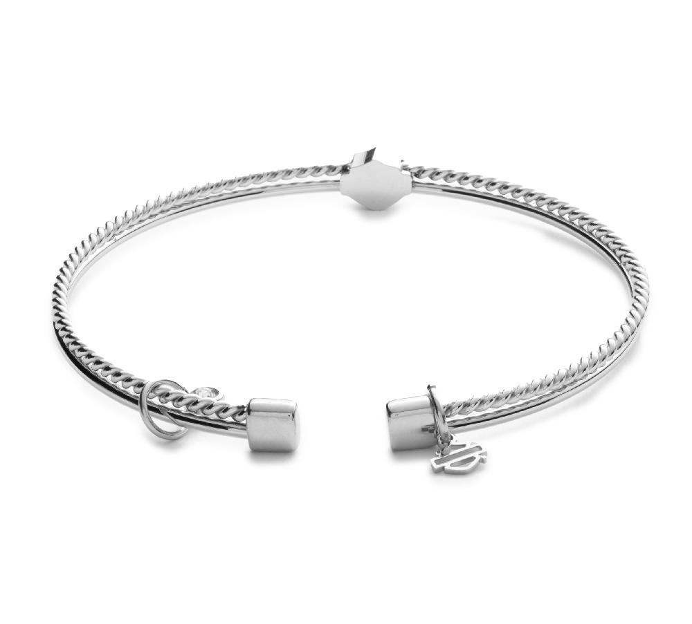 Harley Women's Bar & Shield Charm Textured Cuff Bracelet