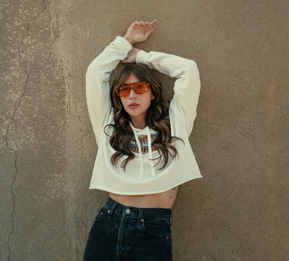 Harley Women's Chrome Evo Bar & Shield Cropped Pull Over Hoodie