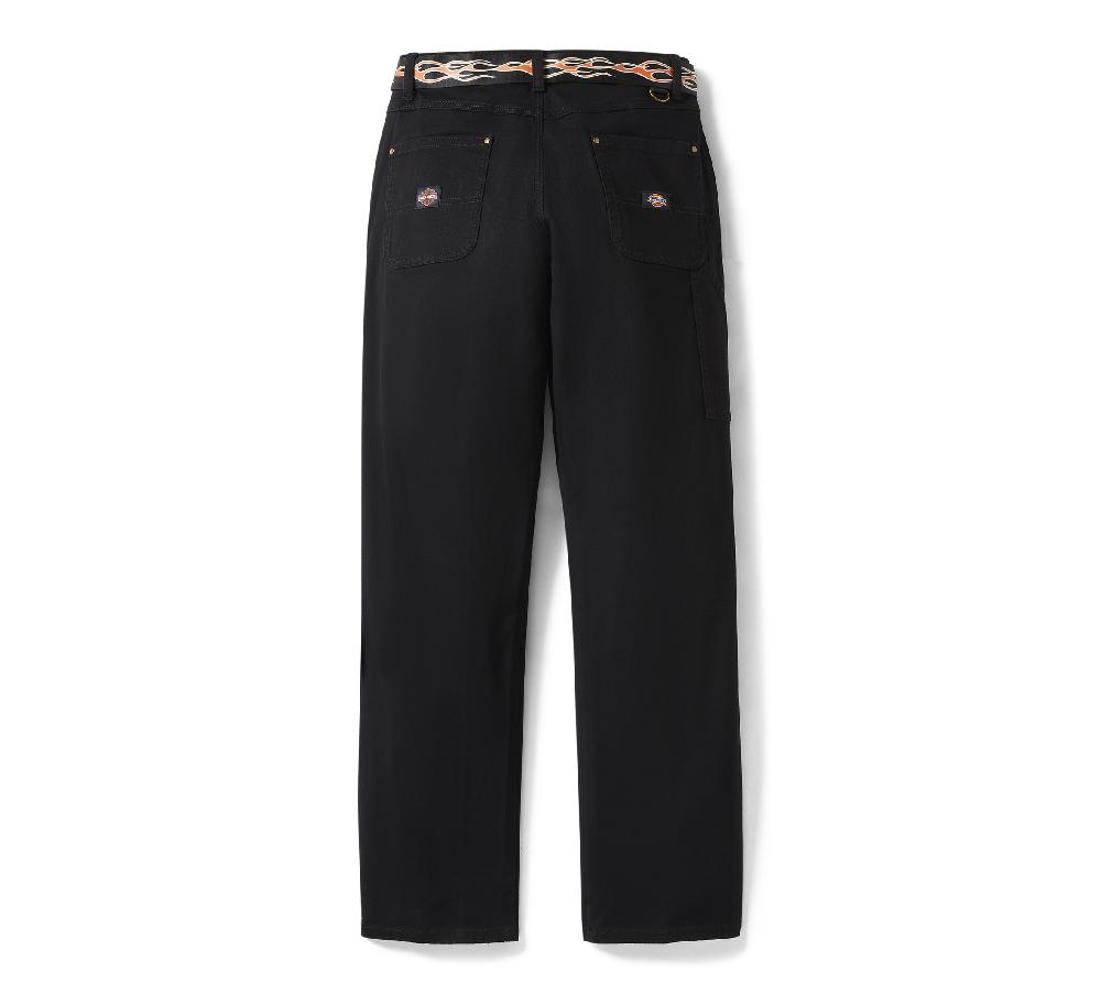 Harley Women's Dickies X H-D Flex Fit Double Pocket Carpenter Pant With Flame Belt