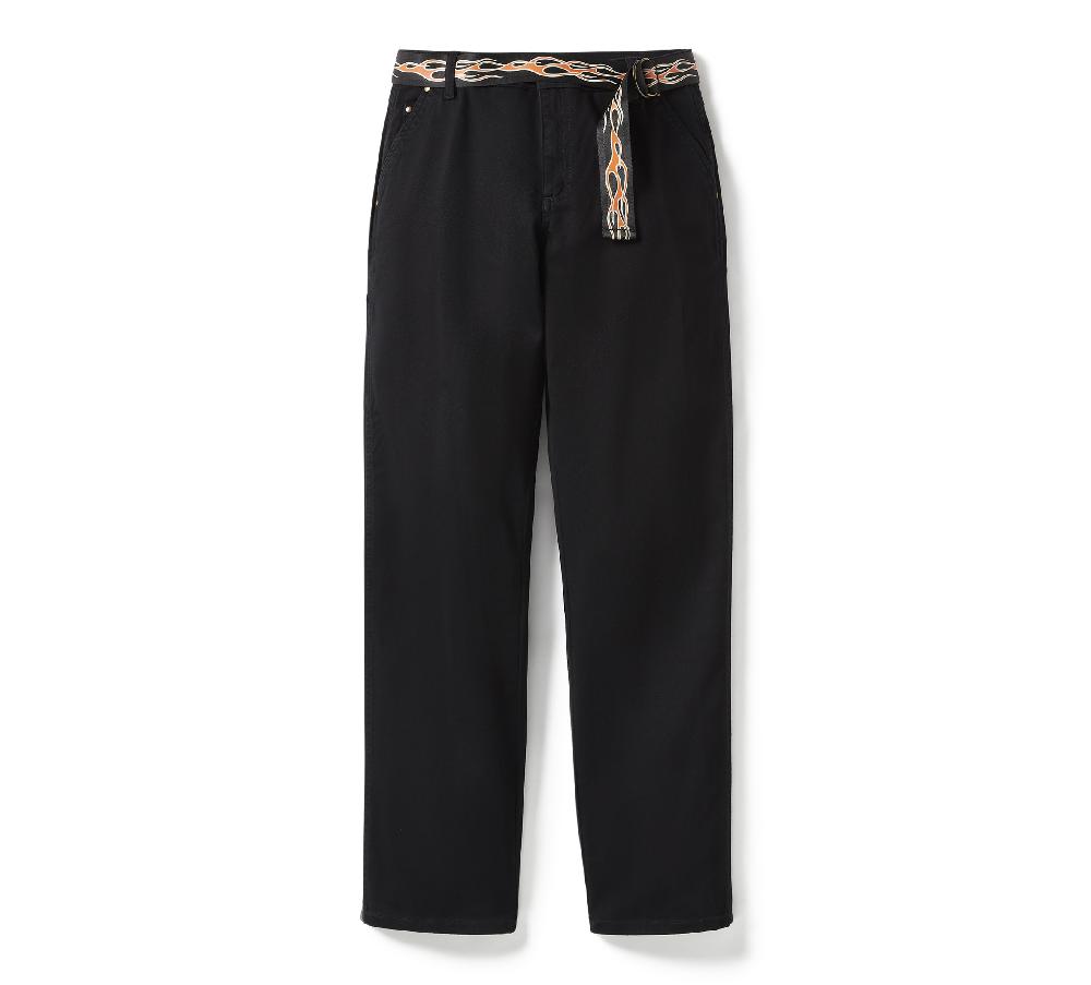 harley Women's Dickies x H-D Flex Fit Double Pocket Carpenter Pant with Flame Belt