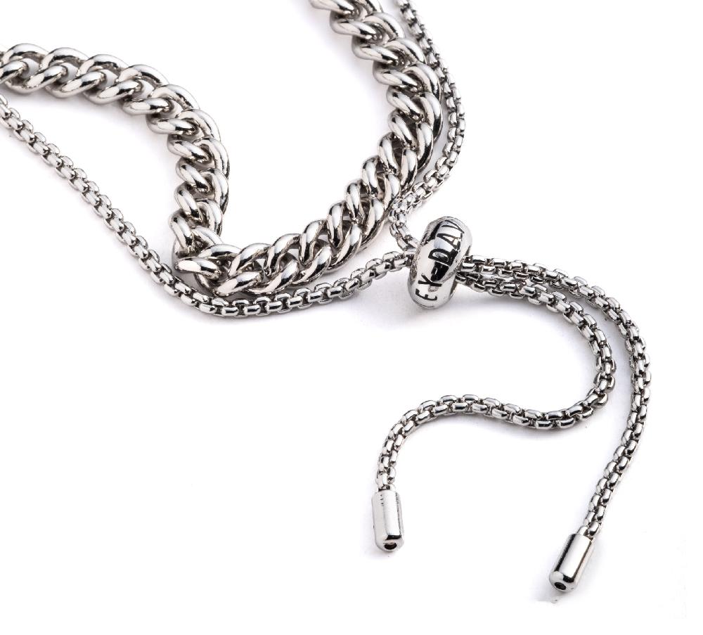 Harley Women's Double Row Triple Charm Adjustable Slider Bracelet