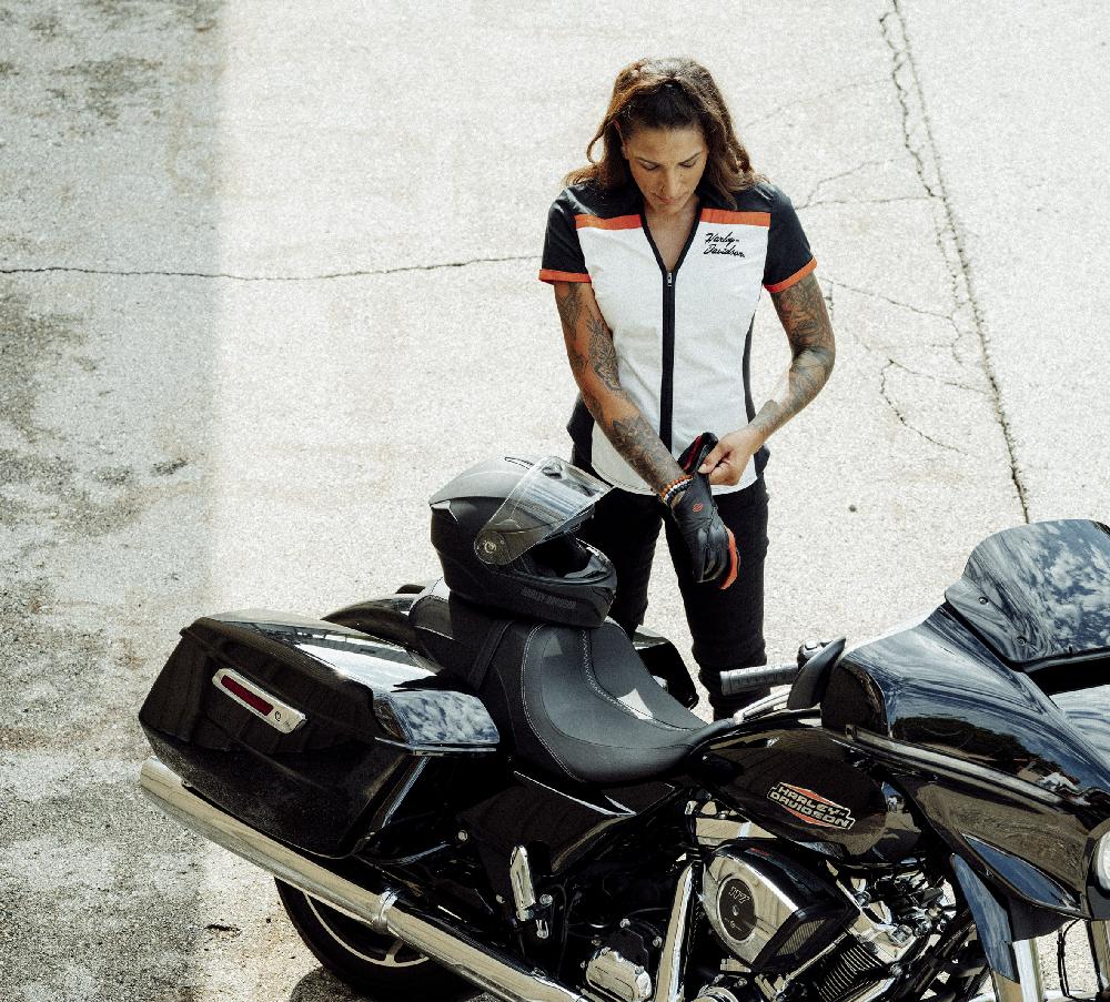 Harley Women's Elemental Bar & Shield Zip Front Shirt