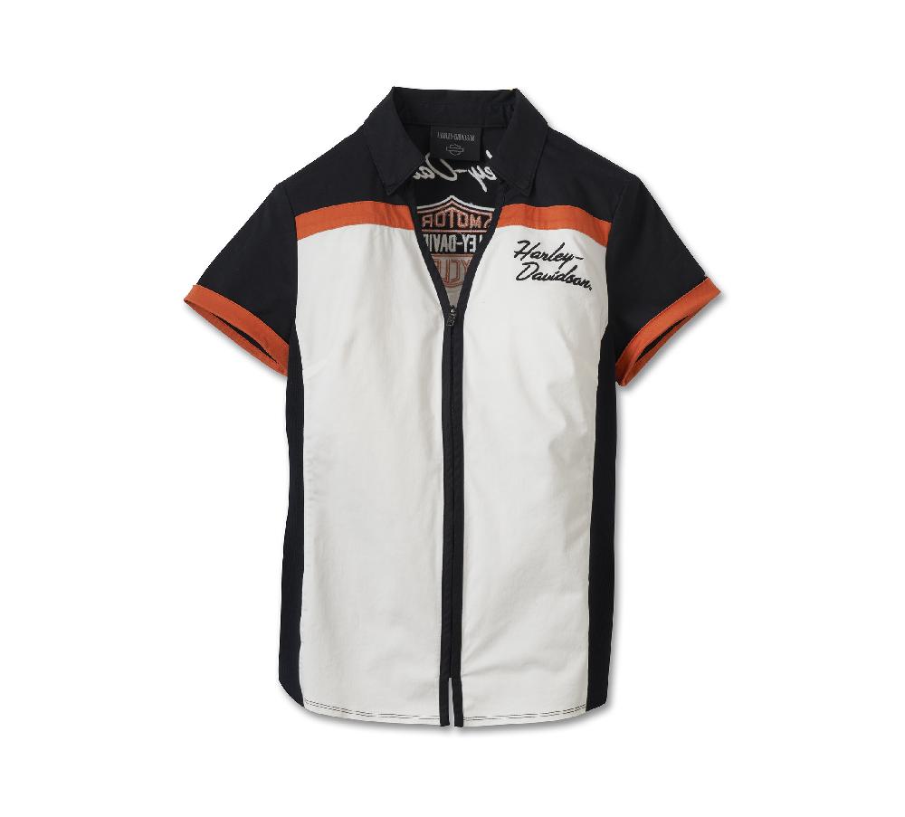 harley Women's Elemental Bar & Shield Zip Front Shirt