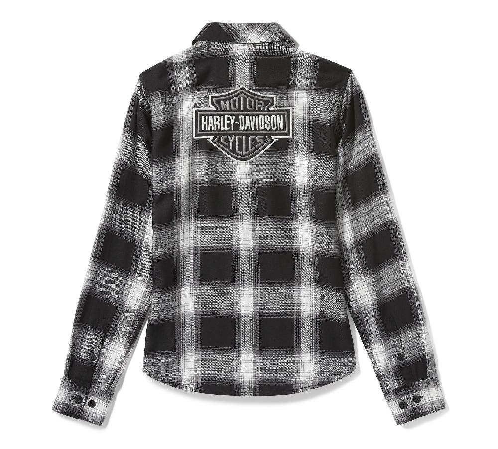 Harley Women's Essential Bar & Shield Woven Plaid Long Sleeve