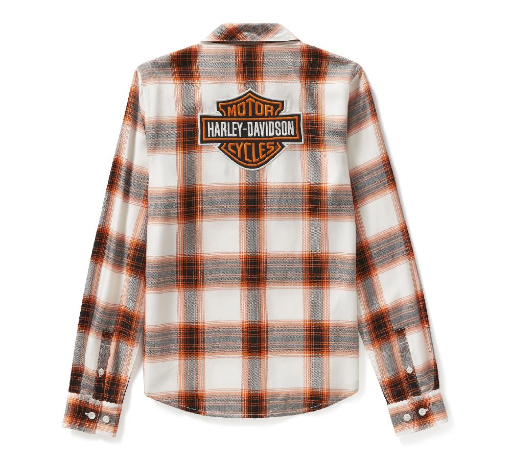 Harley Women's Essential Bar & Shield Woven Plaid Long Sleeve