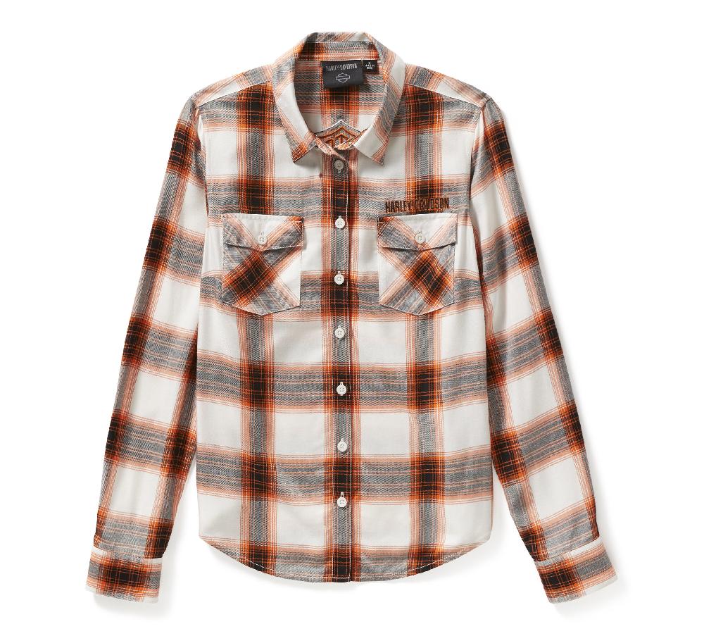 harley Women's Essential Bar & Shield Woven Plaid Long Sleeve