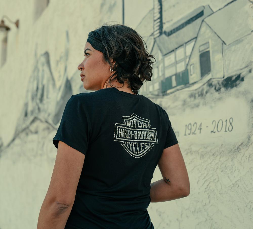 Harley Women's Essential Bling Ruched Short Sleeve Top