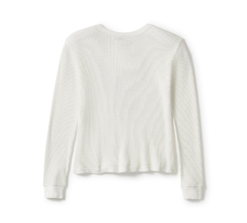 Harley Women's Neon Eagle Distressed Waffle Knit Long Sleeve