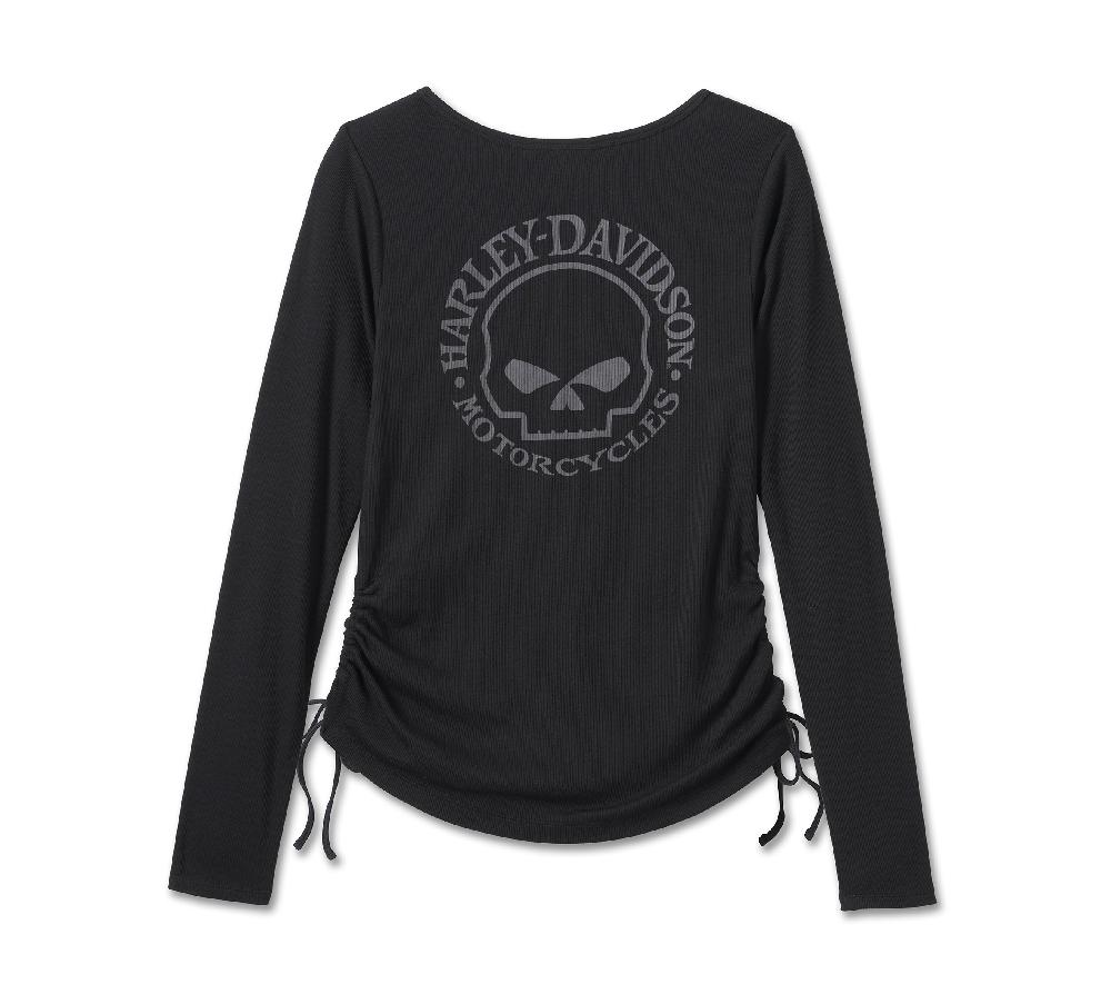 Harley Women's Willie G ® Skull Tie Notch Neck Knit Top