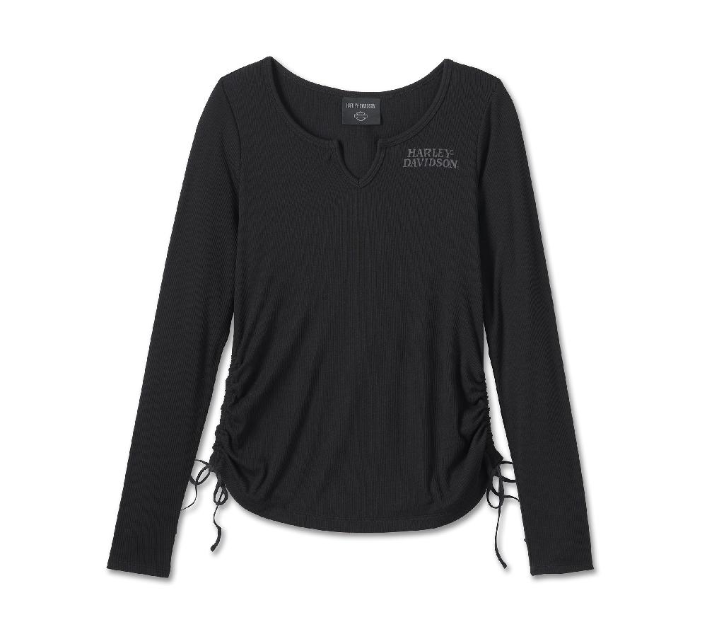 harley Women's Willie G ® Skull Tie Notch Neck Knit Top