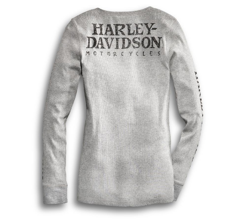 Harley Women's Willie G Skull Snap Front Long Sleeve Henley