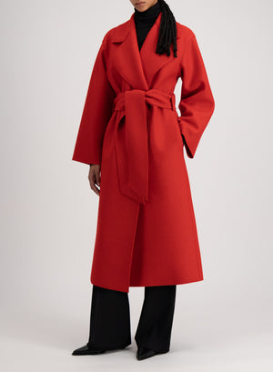 Harris Wharf London Belted Clutch Coat Pressed Wool Lipstick 563 Mlk