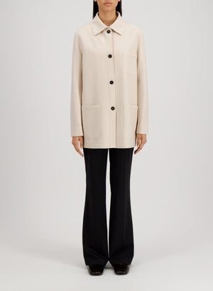 Harris Wharf London Chore Jacket Light Pressed Wool Cream 412 Tmlx