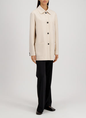 Harris Wharf London Chore Jacket Light Pressed Wool Cream 412 Tmlx