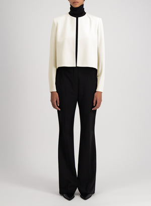 Harris Wharf London Collarless Jacket Superfine Merino Off White 101 Mym