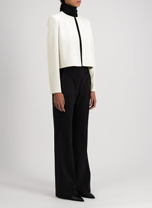 Harris Wharf London Collarless Jacket Superfine Merino Off White 101 Mym