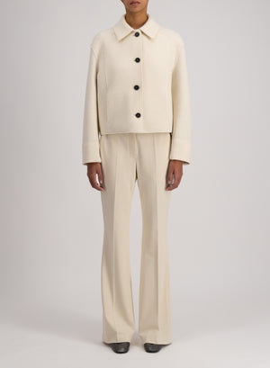 Harris Wharf London Cropped Coach Jacket Boiled Wool Natural Off White 102 Tmlc