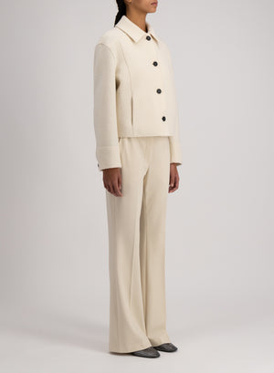 Harris Wharf London Cropped Coach Jacket Boiled Wool Natural Off White 102 Tmlc