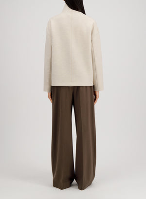 Harris Wharf London Cropped Funnel Jacket Pressed Wool Oat Melange 410 Tmlk