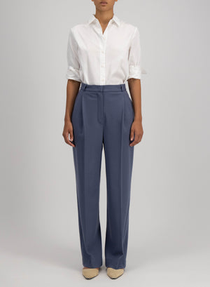 Harris Wharf London Double Pleats Trousers Superfine Merino New Denim 375 Mym