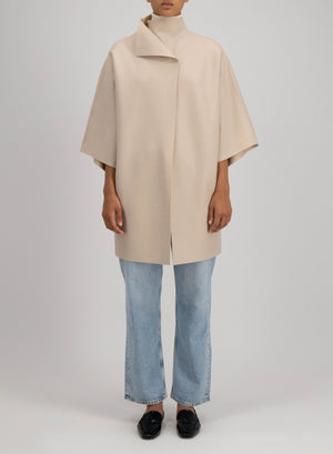 Harris Wharf London Kimono Mantle Pressed Wool Almond 120 Tmlk