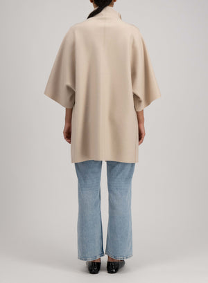 Harris Wharf London Kimono Mantle Pressed Wool Almond 120 Tmlk